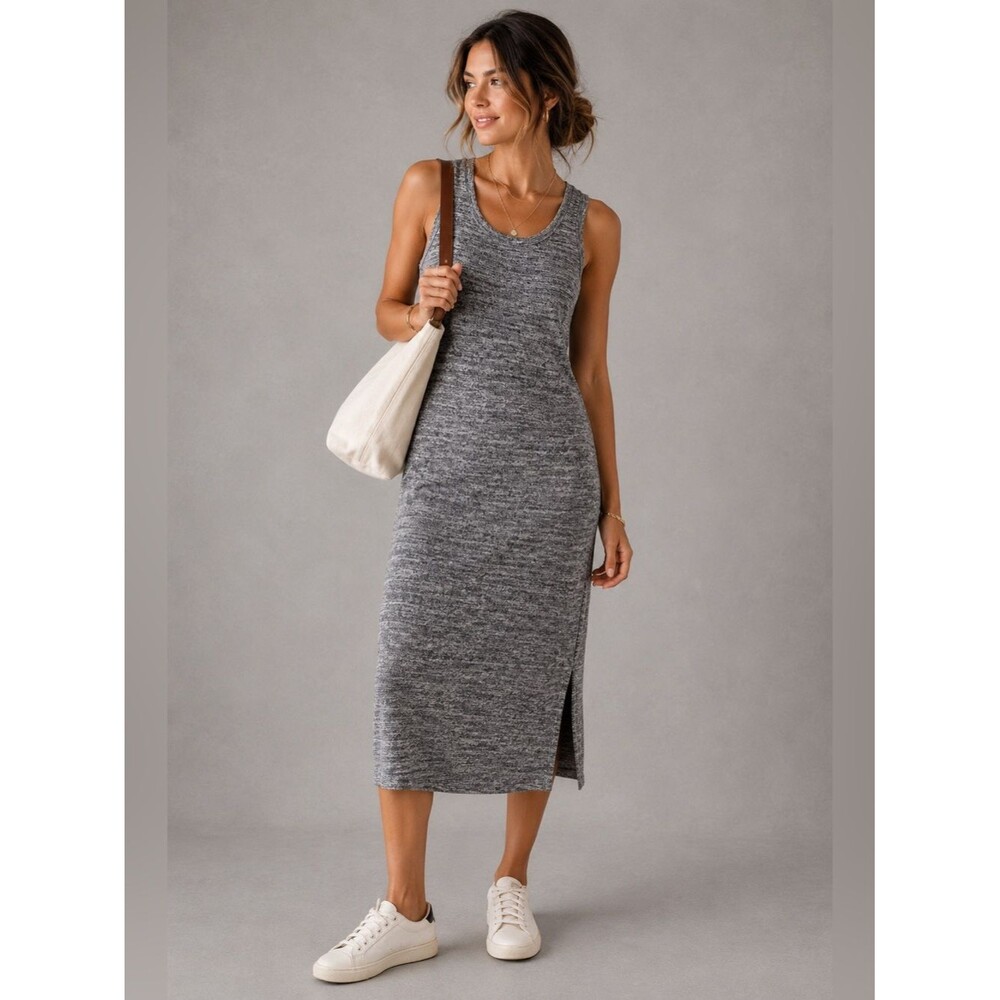 NWT GAP Gray Knit Maxi Dress Women’s Small Tie Front Cutout Sleeveless Casual